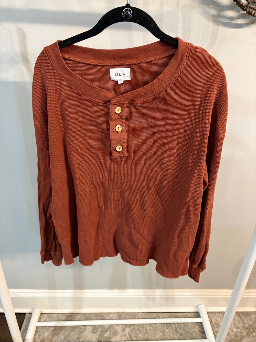MATE the Label Rust Long Sleeve Henley Top